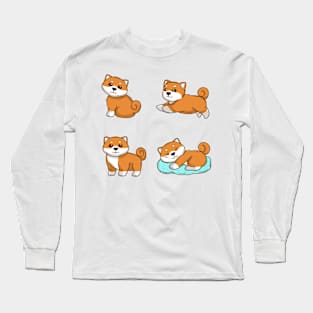 Cute Shiba Emoticon Long Sleeve T-Shirt